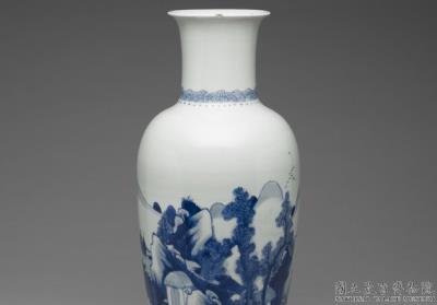 图片[2]-Vase with landscape in underglaze blue. Qing dynasty, Kangxi reign (1662-1722)-China Archive